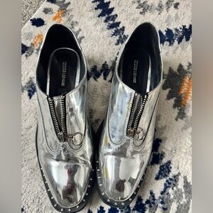 Design Lab Lord & Taylor Silver Studded Loafers